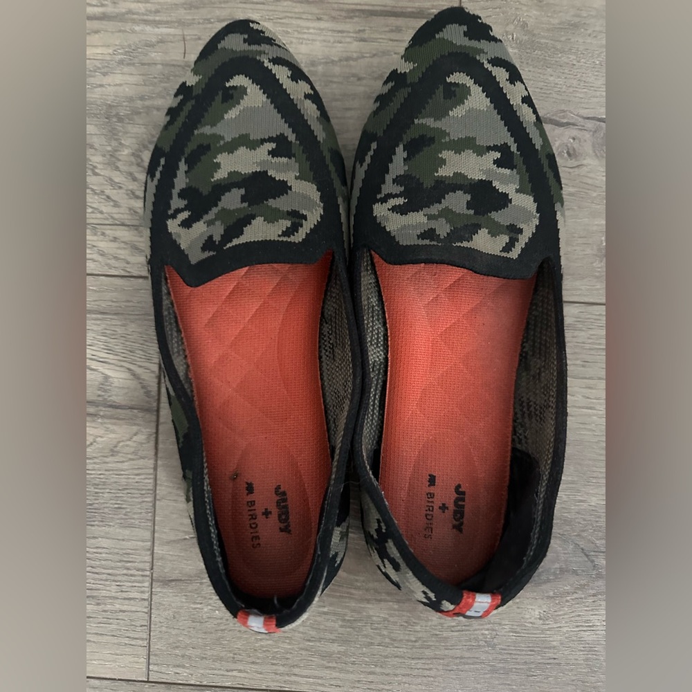Birdies X Judy The Blackbird Khaki Camo Slip On Knit Flats Comfort Shoes size 6